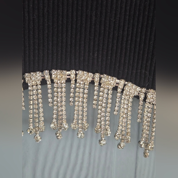 Sincerely Jules Black Crop Top with Beaded Fringe - Picture 6 of 7